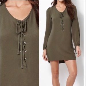 Olive Green Lace Up Dress
